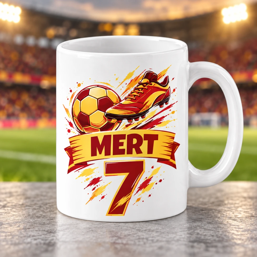 Kişiye Özel Futbol Taraftar Siyah Beyaz Geometrik Kupa Bardak