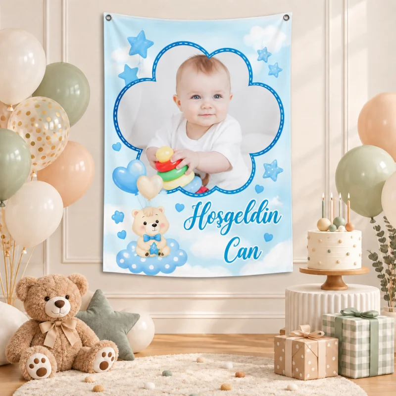 Kişiye Özel Hoş Geldin Bebek Yenidoğan Afişi