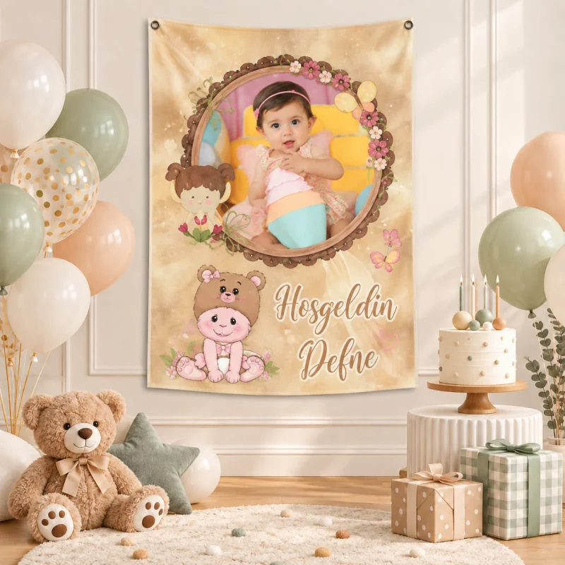 Kişiye Özel Hoş Geldin Bebek Yenidoğan Afişi