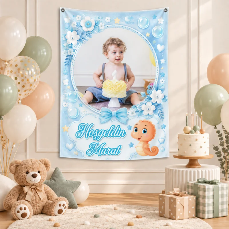 Kişiye Özel Hoş Geldin Bebek Yenidoğan Afişi
