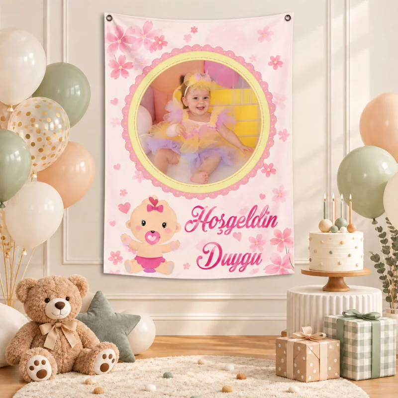 Kişiye Özel Hoş Geldin Bebek Yenidoğan Afişi