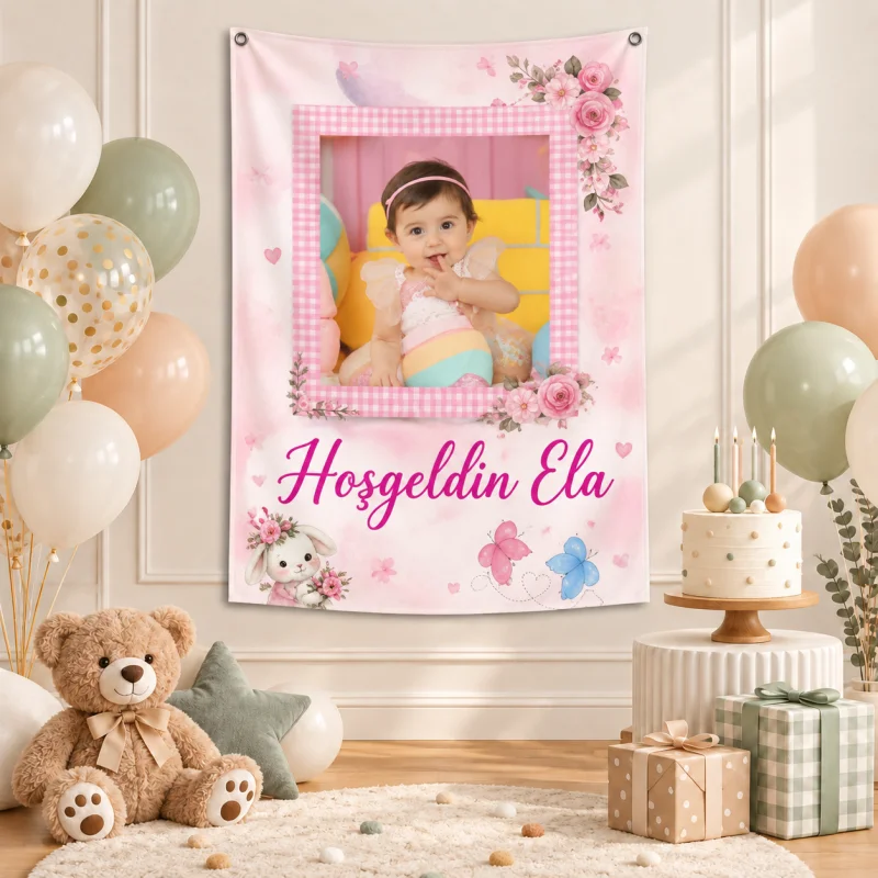 Kişiye Özel Hoş Geldin Bebek Yenidoğan Afişi