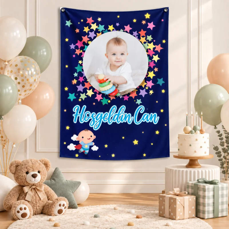 Kişiye Özel Hoş Geldin Bebek Yenidoğan Afişi