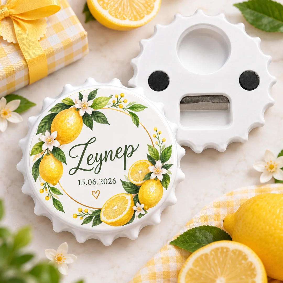 Kişiye Özel Limon Klasik Çember Yuvarlak Açacak Magnet