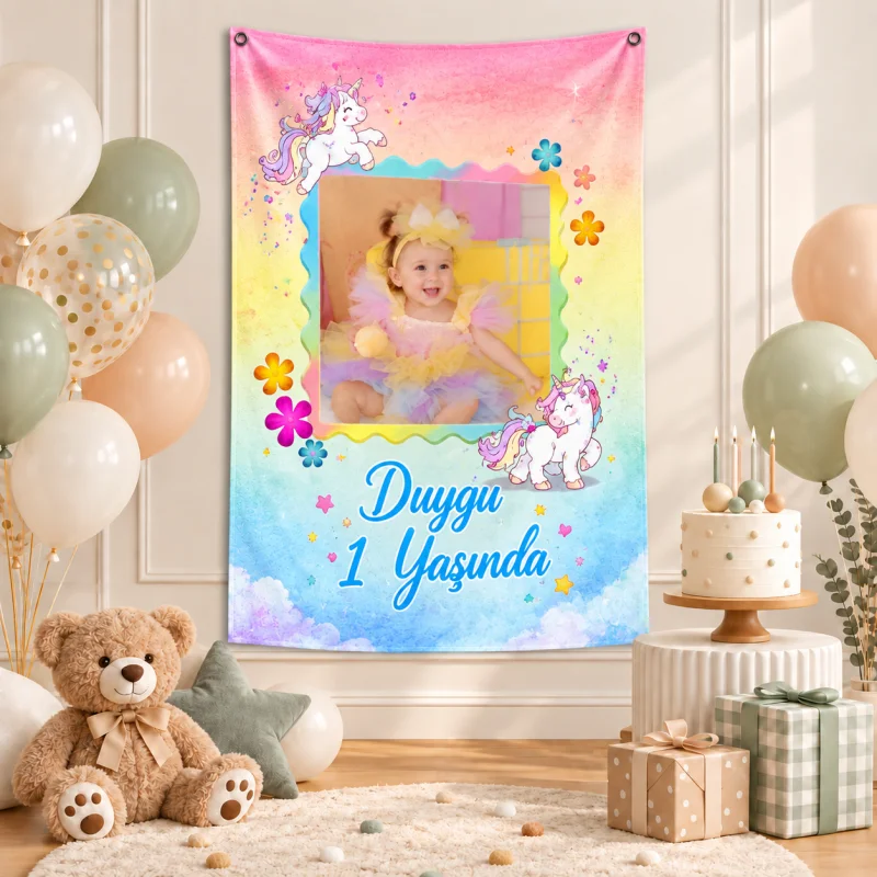 Kişiye Özel Unicorn Temalı Doğum Günü Afişi
