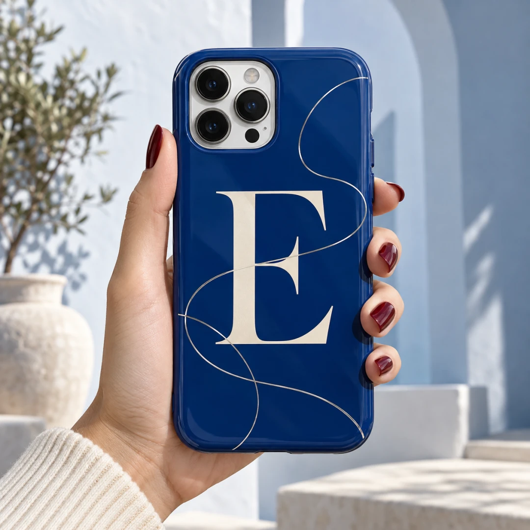 Kobalt Mavisi Harf Monogramlı Telefon Kılıfı - Tüm Modeller