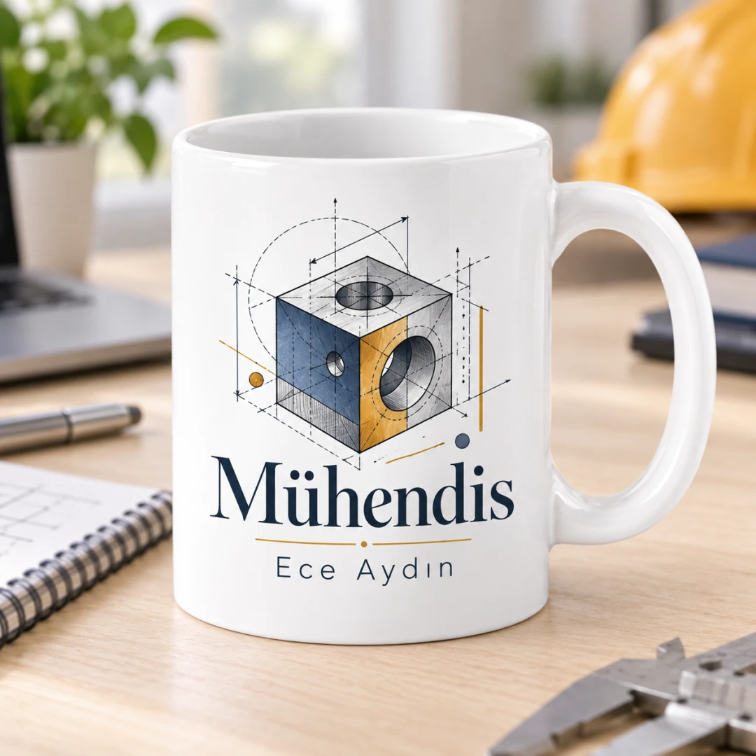 Mühendislere Özel İzometrik 3D Şekil Çizimli Kupa Bardak