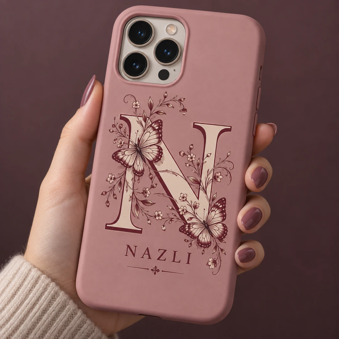Kelebekli N Monogram Telefon Kılıfı - Tüm Modeller
