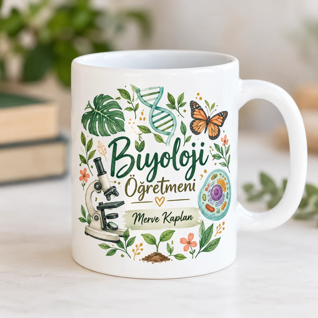 Kişiye Özel Biyoloji Öğretmeni Tasarımlı Model 2 Kupa Bardak