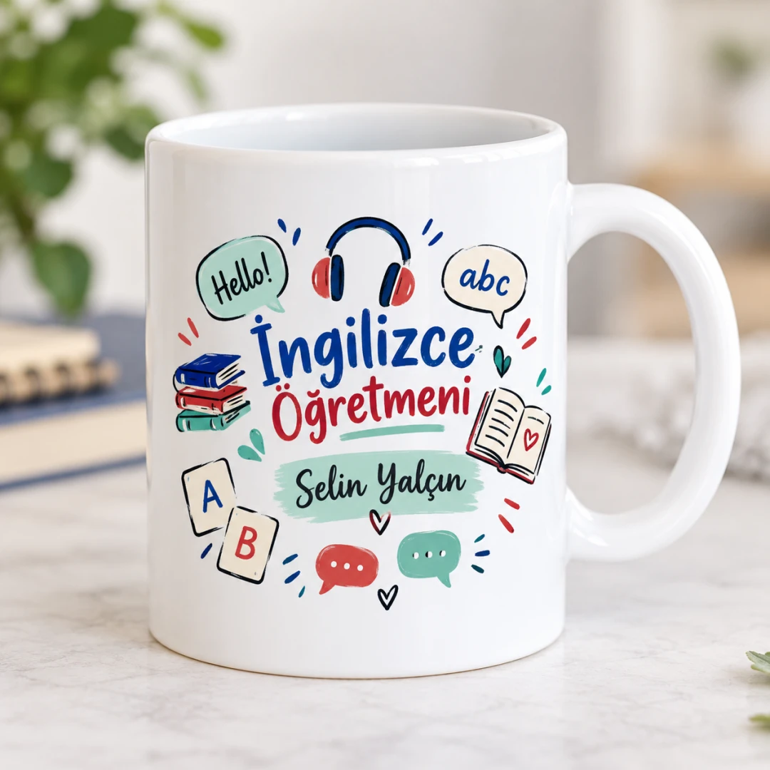 Kişiye Özel İngilizce Öğretmeni Tasarımlı Kupa Bardak