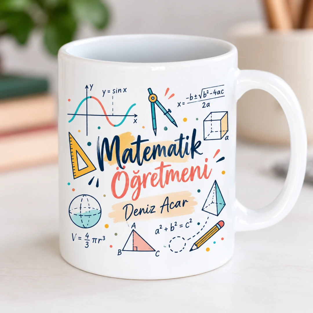 Kişiye Özel Matematik Öğretmeni Tasarımlı Model 2 Kupa Bardak