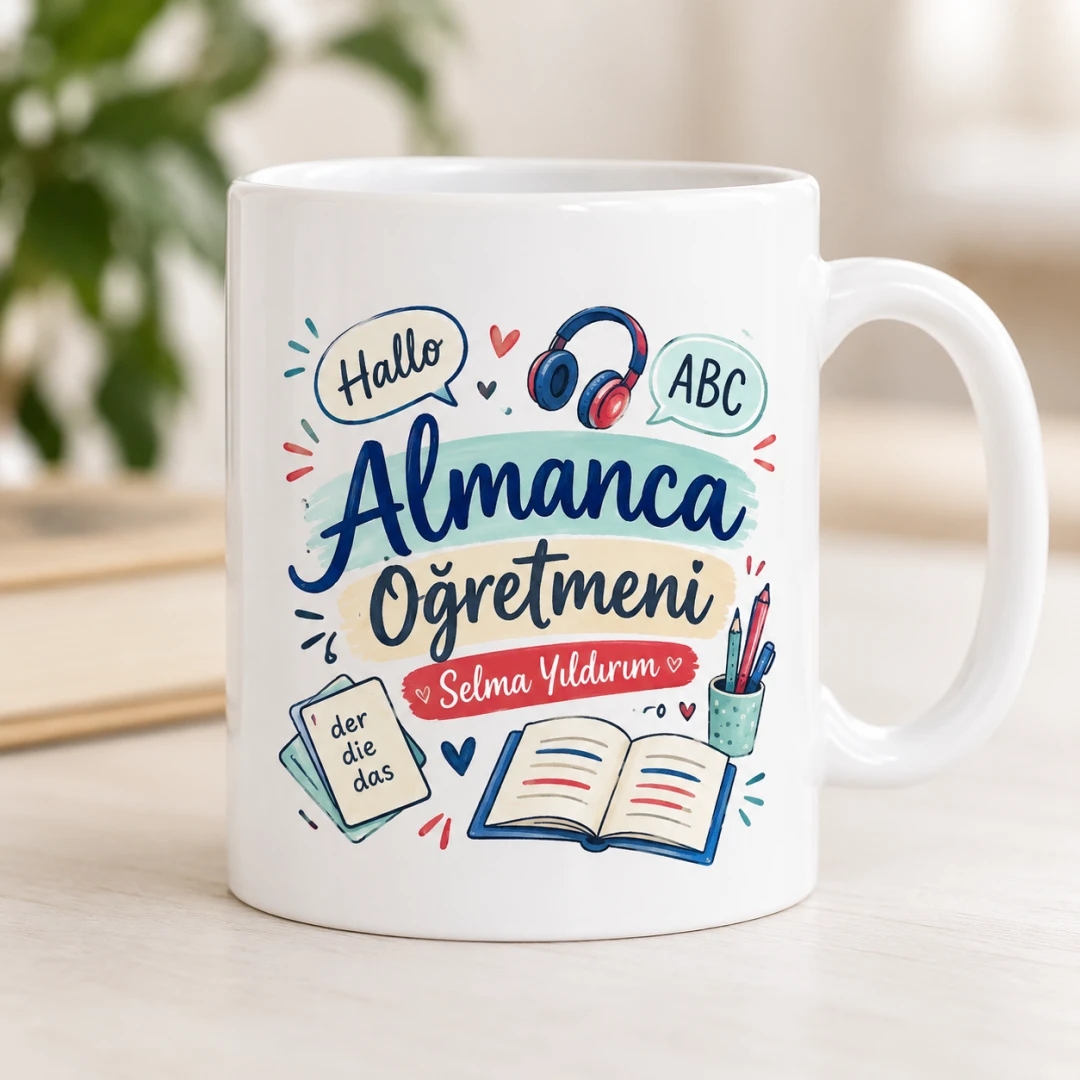 Kişiye Özel Almanca Öğretmeni Tasarımlı Kupa Bardak