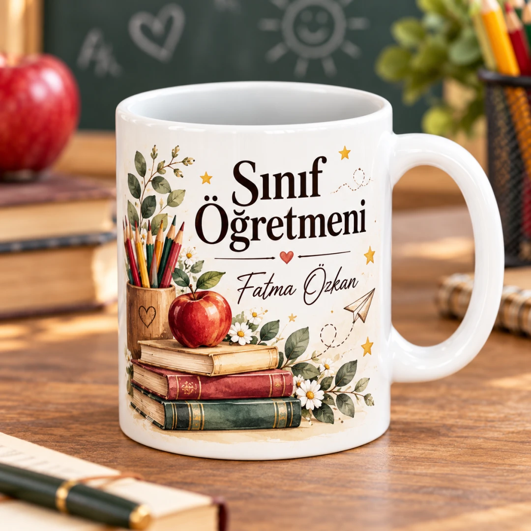 Kişiye Özel Sınıf Öğretmeni Tasarımlı Model 2 Kupa Bardak