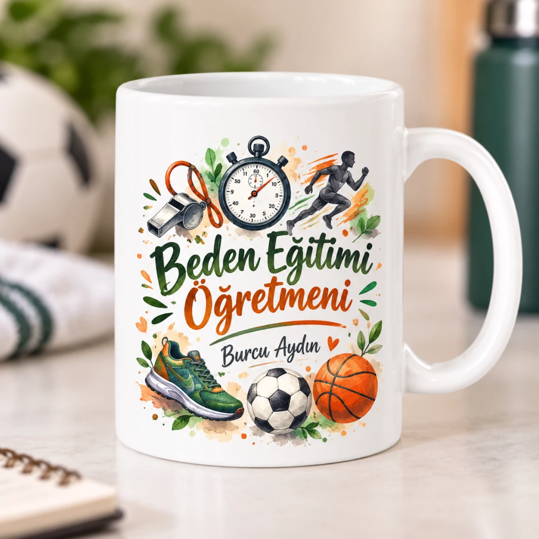 Kişiye Özel Beden Eğitimi Öğretmeni Tasarımlı Model 4 Kupa Bardak