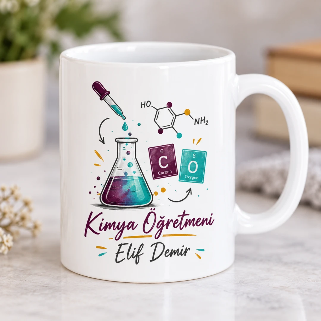 Kişiye Özel Kimya Öğretmeni Tasarımlı Model 1 Kupa Bardak