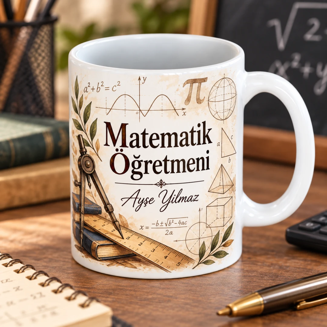 Kişiye Özel Matematik Öğretmeni Tasarımlı Model 3 Kupa Bardak