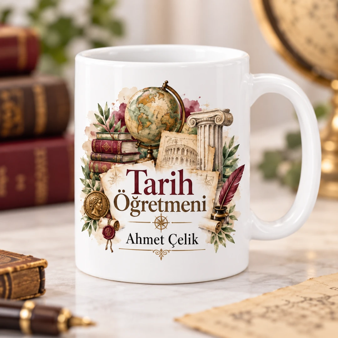 Kişiye Özel Tarih Öğretmeni Tasarımlı Model 4 Kupa Bardak