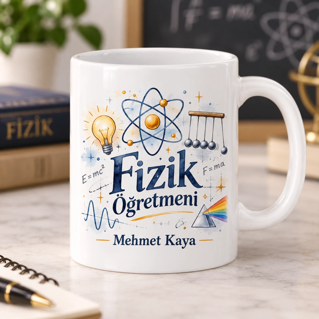 Kişiye Özel Fizik Öğretmeni Tasarımlı Model 4 Kupa Bardak