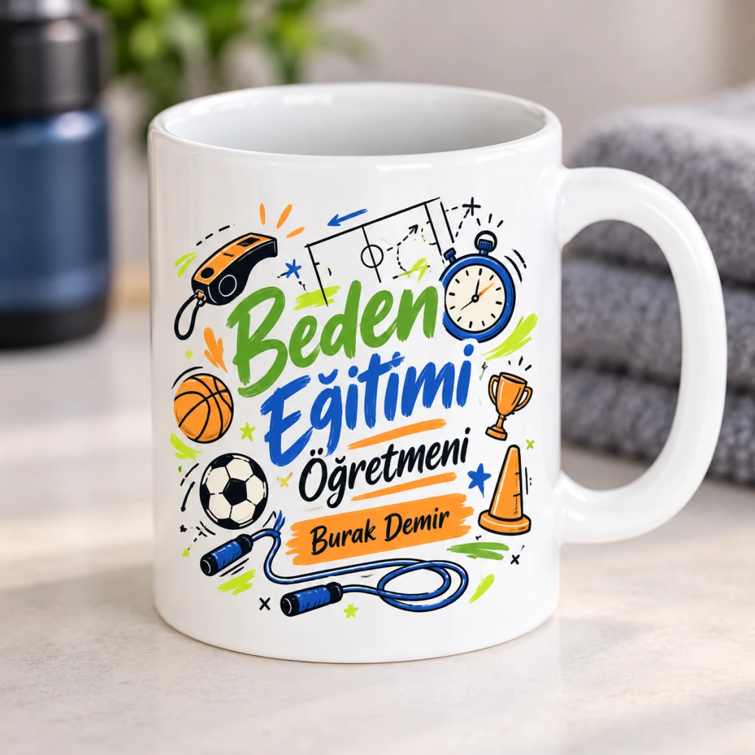 Kişiye Özel Beden Eğitimi Öğretmeni Tasarımlı Model 2 Kupa Bardak