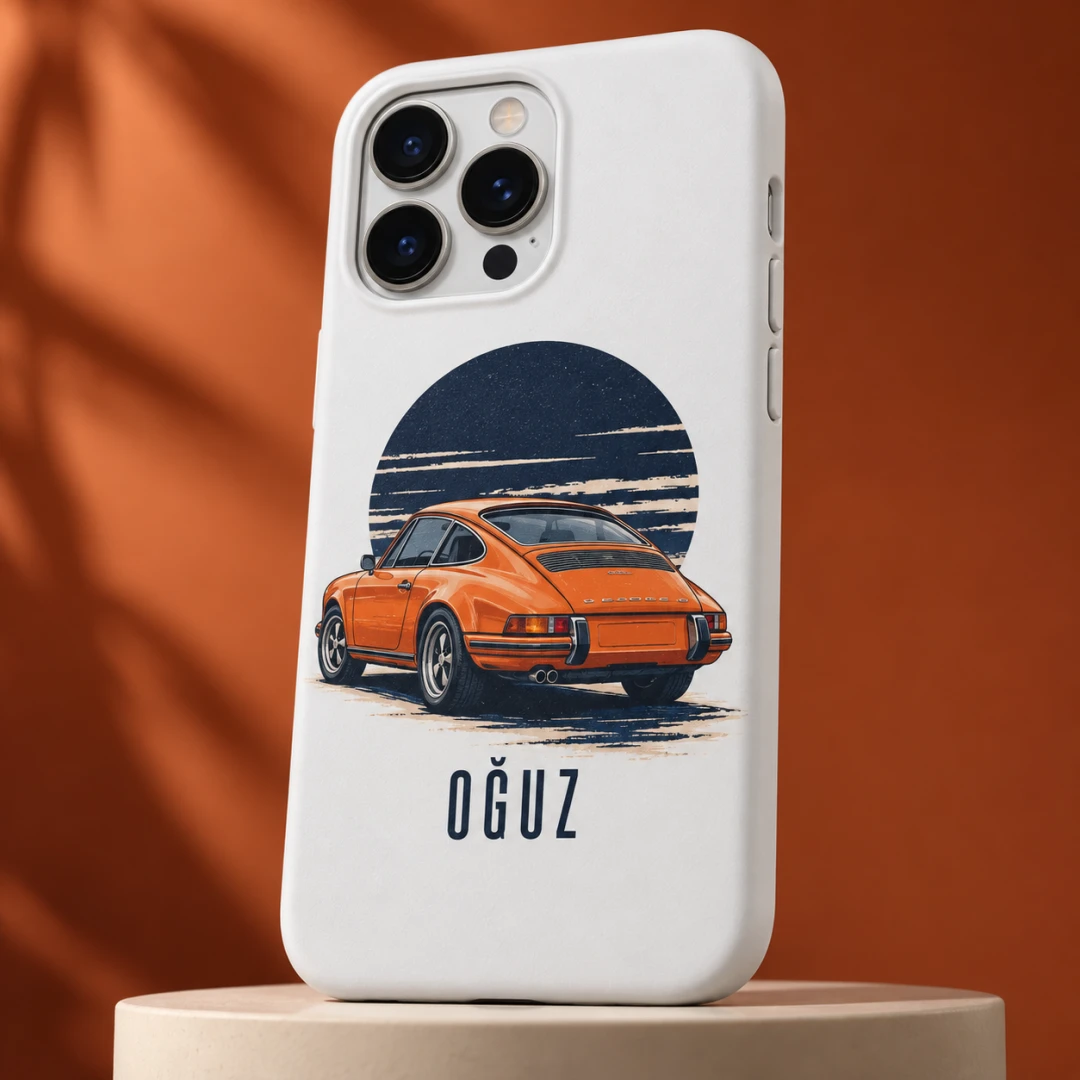Turuncu Retro Araba Telefon Kılıfı - Tüm Modeller