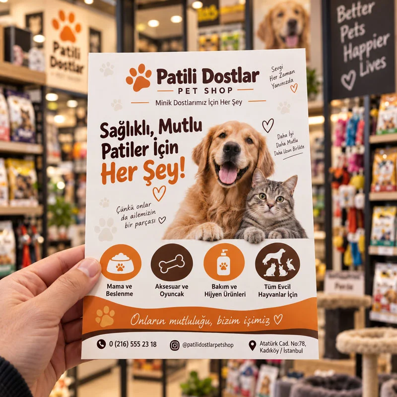 Pet Shop & Evcil Hayvan Ürünleri Broşürü, El İlanı - 15x21 cm (A5) - Matbaa & Baskı Ürünleri | Bicazip - 3. görsel