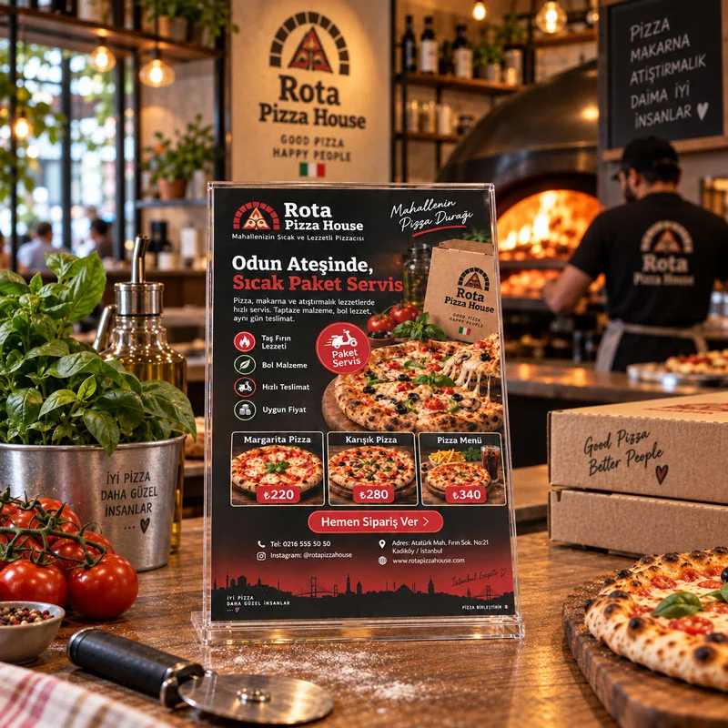Pizza Restoran Broşürü, El İlanı - 15x21 cm (A5) - Matbaa & Baskı Ürünleri | Bicazip - 2. görsel