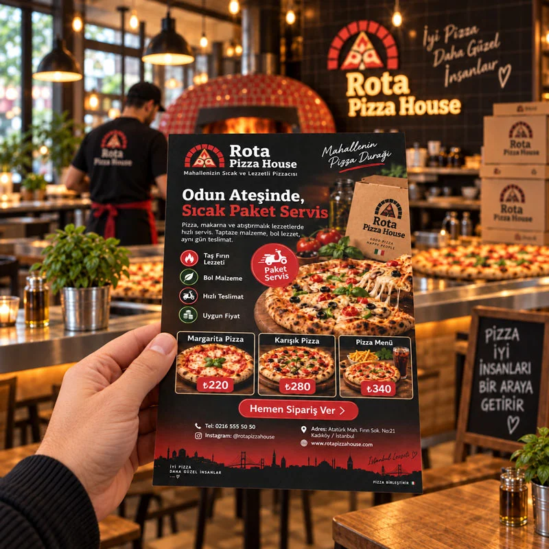 Pizza Restoran Broşürü, El İlanı - 15x21 cm (A5) - Matbaa & Baskı Ürünleri | Bicazip - 3. görsel