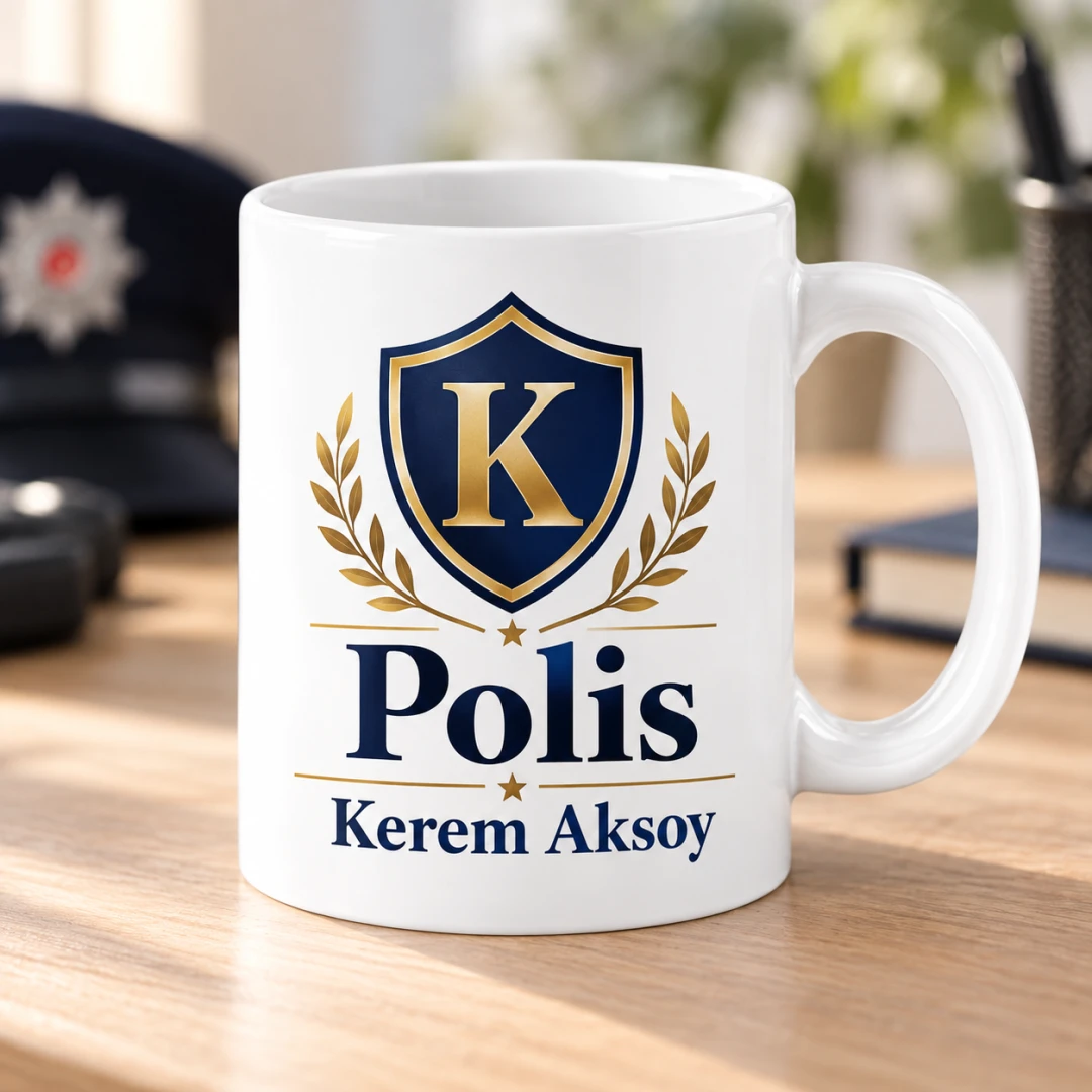 Polis Memurlarına Özel Klasik Polis Rozetli Kupa Bardak