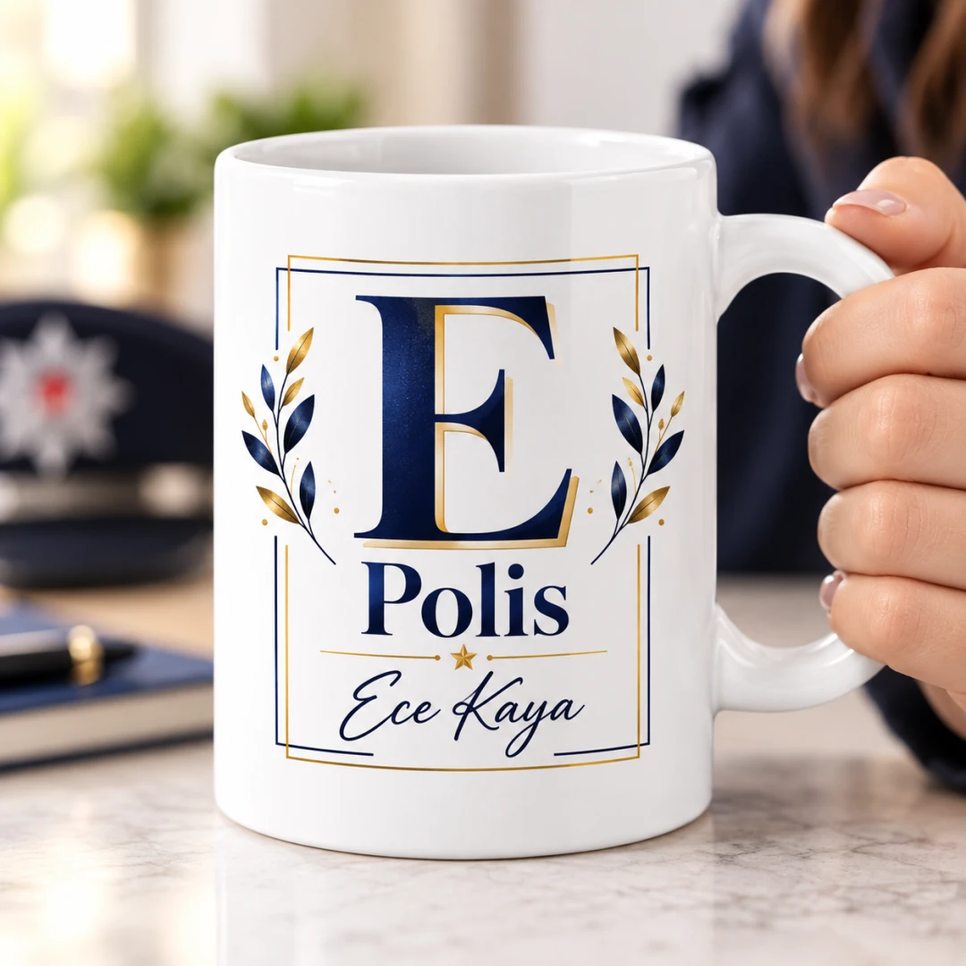Polis Memurlarına Özel Modern Polis Rozetli Kupa Bardak