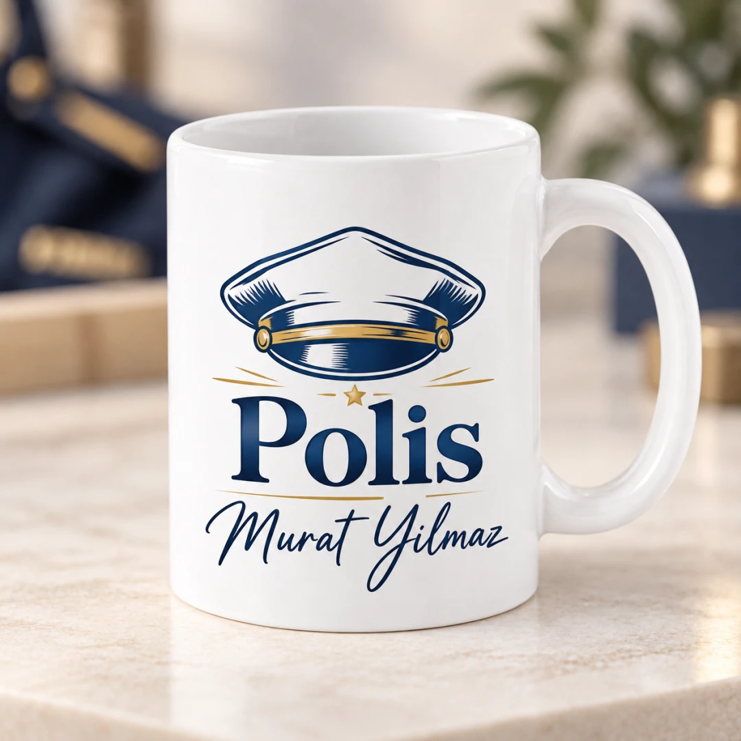 Polis Memurlarına Özel Polis Rozetli Kupa Bardak