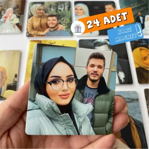 Kişiye Özel Kare Magnet - 24 Adet