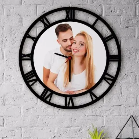 Kişiye Özel Fotoğraflı Ahşap Duvar Saati