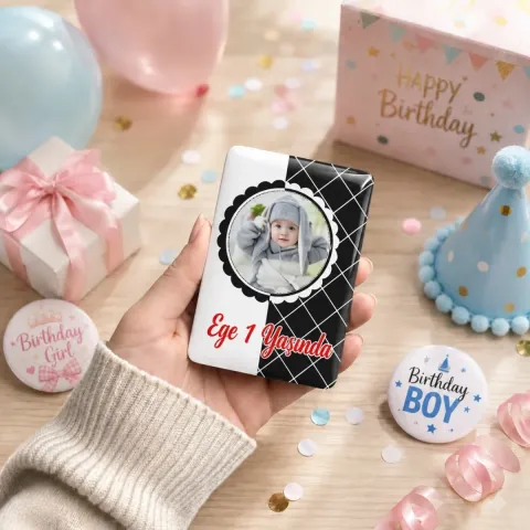 Siyah Beyaz Temalı Doğum Günü Magneti - 10 Adet