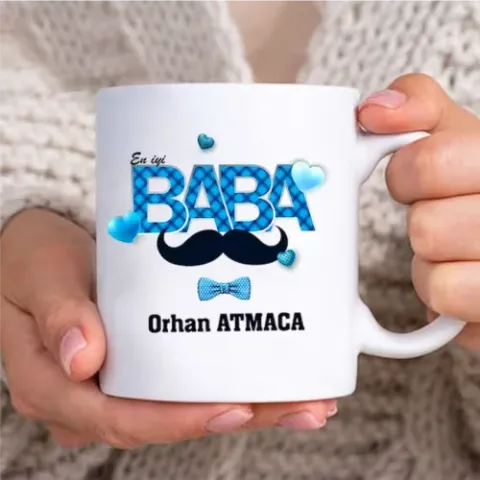 Kişiye Özel Baba Tasarım Babalar Gününe Özel Beyaz Kupa