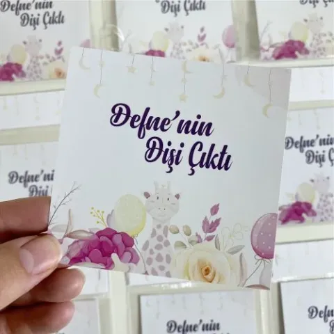 Çiçek Tasarım Kartı ve Poşet - 10 Adet
