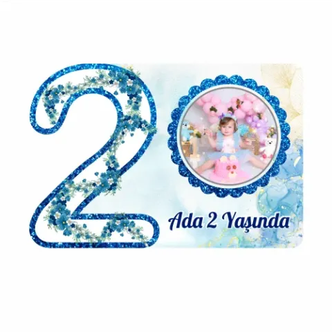 2 Yaş - Çiçek Temalı Doğum Günü Magneti