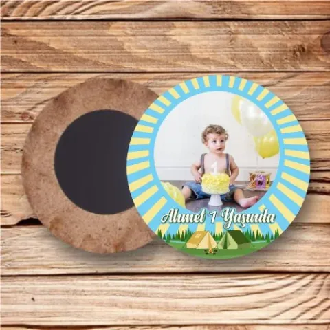 Kamp Temalı Ahşap Daire Magnet