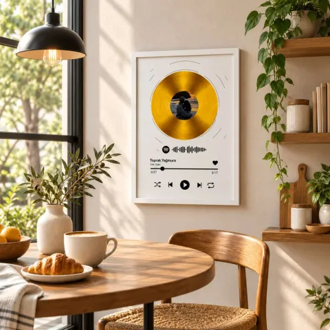 Kişiye Özel Fotoğraflı Altın Plak Spotify Kodlu Tablo - 30x40 cm