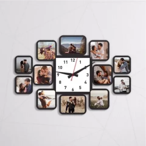 12 Fotoğraf Baskılı Ahşap Saat