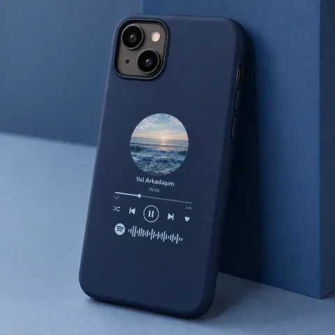 Lacivert Müzik Temalı Telefon Kılıfı - Tüm Modeller