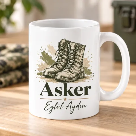 Askerlere Özel Zarif Asker Temalı Kupa Bardak