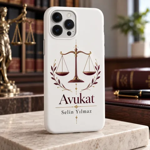 Avukatlara Özel Terazi ve Defne Yapraklı Telefon Kılıfı - Tüm Modeller