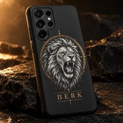 Bronz Çerçeveli Aslan Telefon Kılıfı - Tüm Modeller