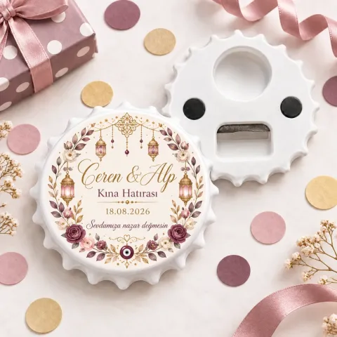 Boho Gökkuşağı Düğün Nişan Yuvarlak Açacak Magnet