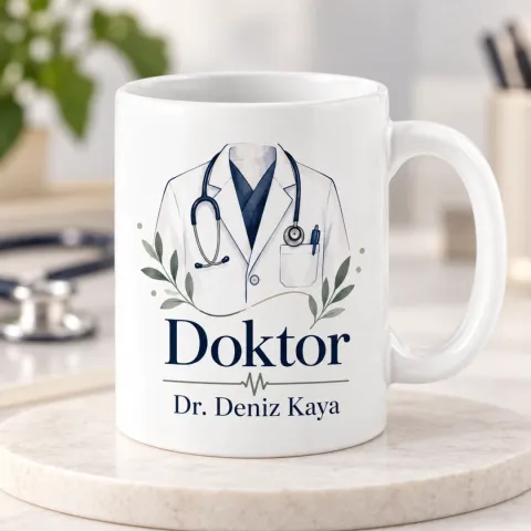 Doktorlara Özel Zarif Tıp Temalı Kupa Bardak