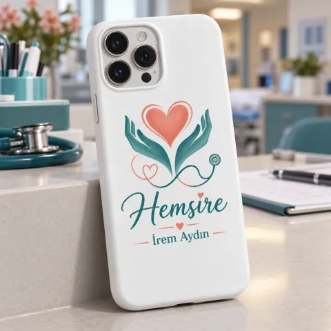Hemşirelere Özel Eller Kalp Stetoskoplu Telefon Kılıfı - Tüm Modeller