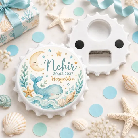 Hoşgeldin Bebek Sarı Güneş Bulut Yuvarlak Açacak Magnet