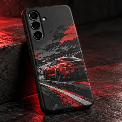 Kırmızı Spor Coupe Desenli Mat Telefon Kılıfı - Tüm Modeller