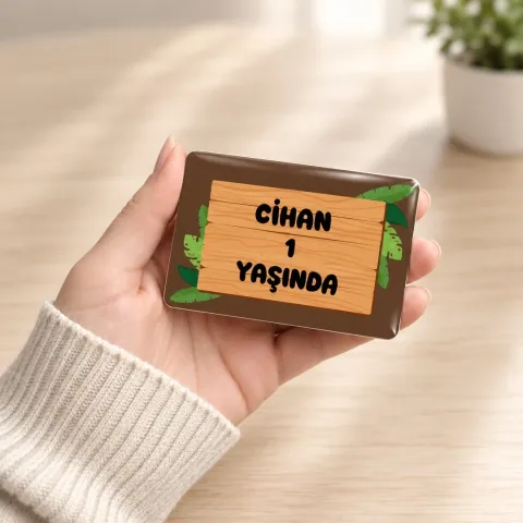 Kişiye Özel Ahşap Tabelalı Minimal Doğum Günü Magneti - 10 Adet
