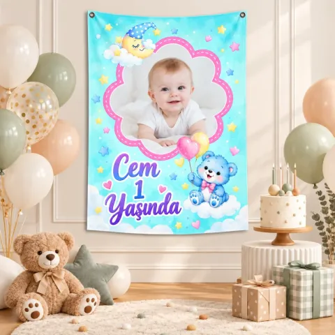Kişiye Özel Ayıcık Temalı Hoş Geldin Bebek Afişi